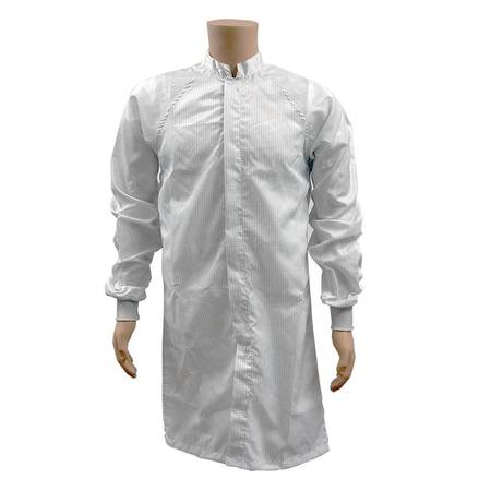 TRANSFORMING TECHNOLOGIES ESD Cleanroom Frock, White, L JLM6204WH